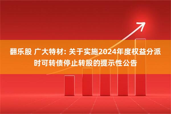 翻乐股 广大特材: 关于实施2024年度权益分派时可转债停止转股的提示性公告